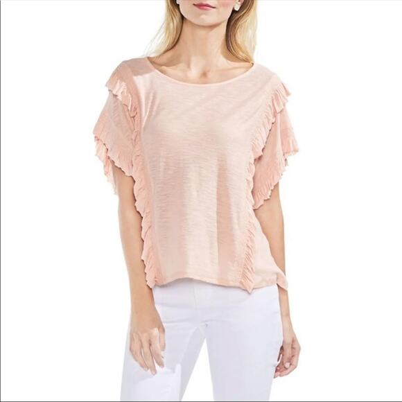 Vince Camuto Ruffle Cotton Top Small - Picture 1 of 8